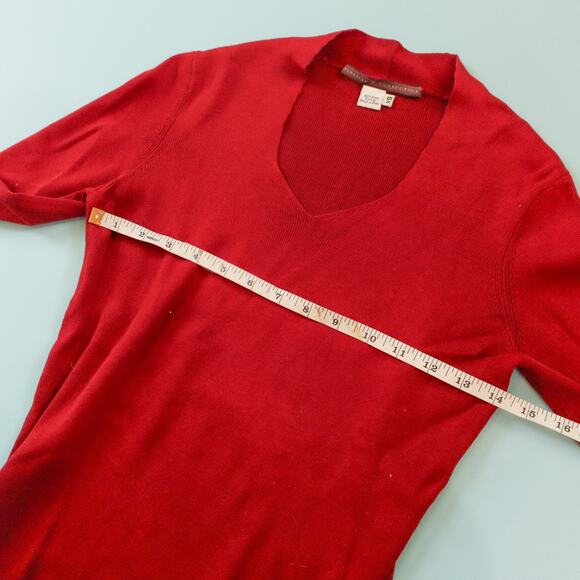 Peruvian Connection Red Long Sleeve Scoop Front Ribbed Sweater Size XSmall - Picture 4 of 6